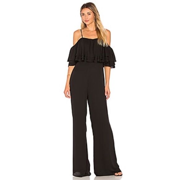 Amanda Uprichard Black Aida Off Shoulder Jumpsuit size M - Picture 1 of 11